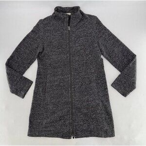 Eileen Fisher Stand Up Collar Jacket Gray Terrazzo Stretch Ripple Longline Sz Sm